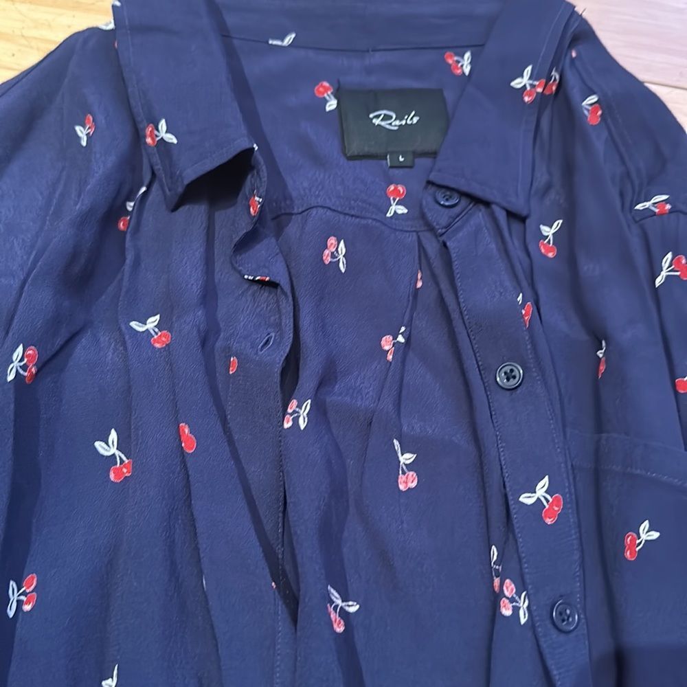 Rails. Navy blouse with cherries Sz L